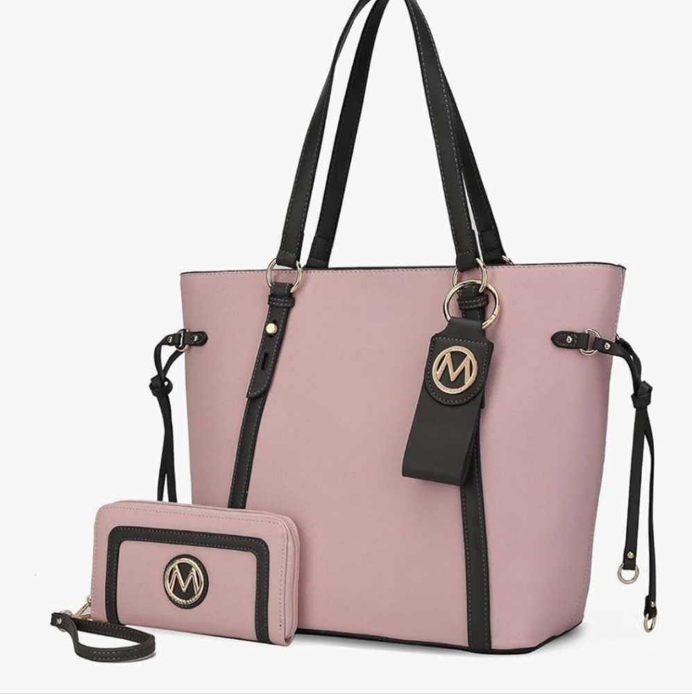 Elegant Pink Tote Bag with Wallet